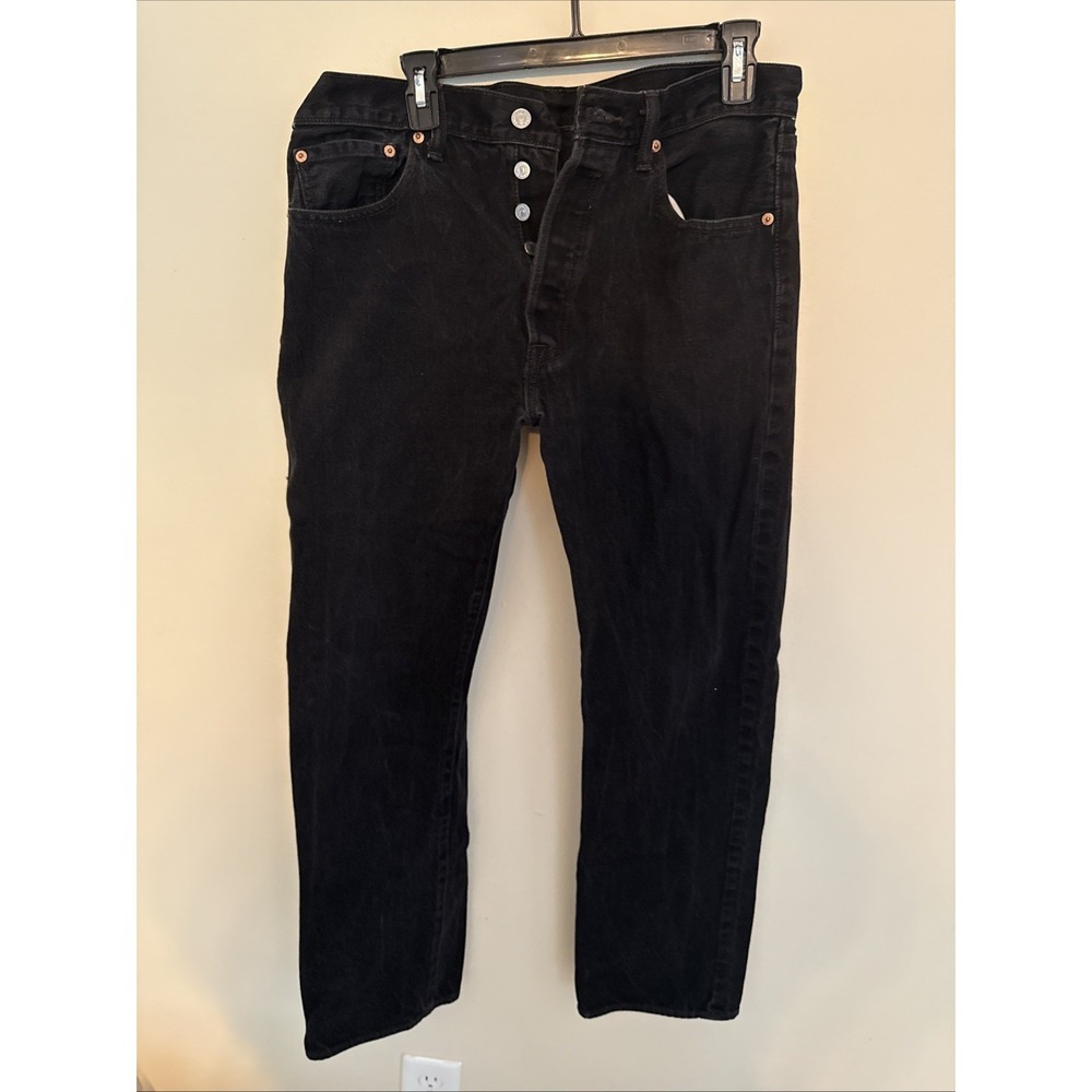 Levi's Jeans Men 34x30 501 Original Fit Straight Leg Black Button Fly Denim
